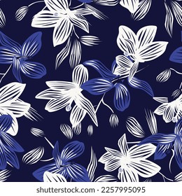 Oriental Floral seamless pattern background for fashion textiles, graphics, backgrounds and crafts