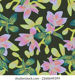 Oriental Floral seamless pattern background for fashion textiles, graphics, backgrounds and crafts