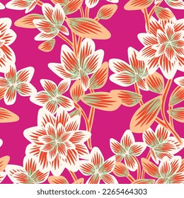 Oriental Floral seamless pattern design for fashion textiles, graphics, backgrounds and crafts