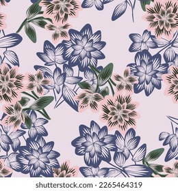 Oriental Floral seamless pattern design for fashion textiles, graphics, backgrounds and crafts