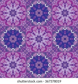 Oriental floral traditional violet lilac ornament, Mediterranean seamless pattern, Turkish tile design, vector illustration