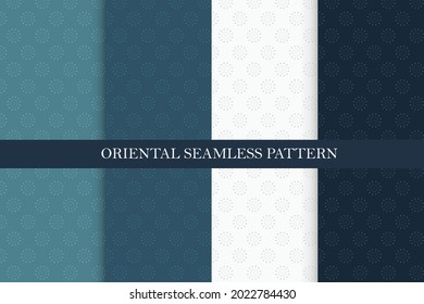 Oriental floral vintage ornament pattern. Minimal monochrome arrangement. Simple geometric design print block for apparel textile, ladies dress fabric, men's shirt, fashion garment.