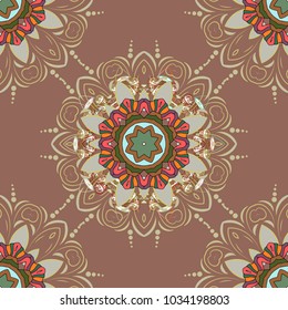Oriental flourish vector. Decorative colored round ornament. Colorful mandala. Indian flower mandala. Anti-stress mandala. Yoga logo, background for meditation poster.