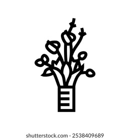 oriental flower arrangement line icon vector. oriental flower arrangement sign. isolated contour symbol black illustration