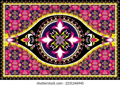 Oriental flower ethnic pattern traditional.Design for background,carpet,wallpaper,clothing,wrapping,fabric,Vector illustration.