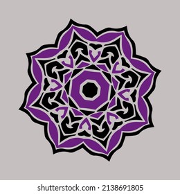 oriental flower mandala, pattern for ceramics and embroidery. Vector illustration