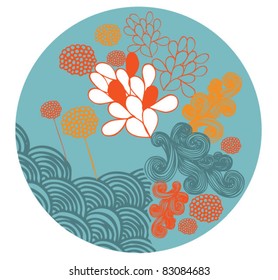 oriental flower motif