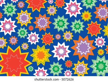 oriental flower star pop on blue (vector)