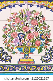 Oriental Flower Vase in mosque wall