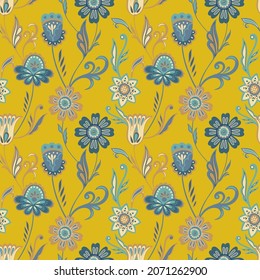 Oriental flowers pattern. Indian floral motifs. Vector seamless pattern