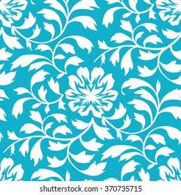 Oriental foliage pattern seamless vector background tile
