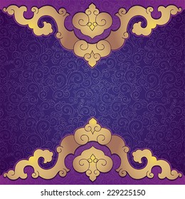 Oriental, folk ornament. Purple background.