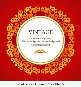 Oriental, folk ornament. Red background. 