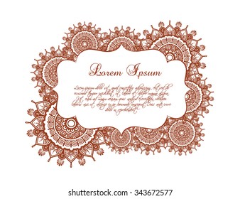 Oriental frame - decorative border with eastern ornament. Vector label in ornamental vintage style