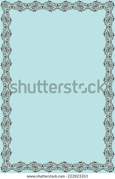 Oriental frame is isolated on\
blue