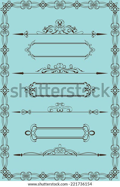 Oriental frames and lines on\
blue