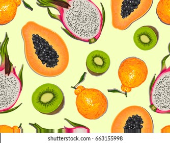 Oriental fruits . SEAMLESS VECTOR PATTERN