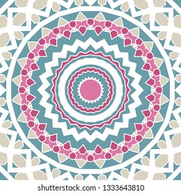 Oriental geometric fabric pattern. Ethnicity ornament. Ornamental background, texture, tiled. Floral elements, mandala decor. Arabic, Islamic, moroccan, asian, indian native african motifs.