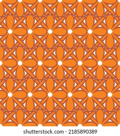 Oriental Geometric Florals Seamless Pattern Tile Style Trendy Fashion Colored Simple Creative Pattern Allover Print Texture Structure Bright Orange Tones