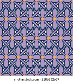 Oriental Geometric Florals Seamless Pattern Tile Style Trendy Fashion Colored Simple Creative Pattern Allover Print Texture Structure Lilac Tones