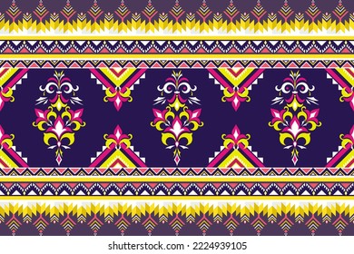 Oriental geometric flower ethnic pattern traditional.Design for background,carpet,wallpaper,clothing,wrapping,fabric,Vector illustration.