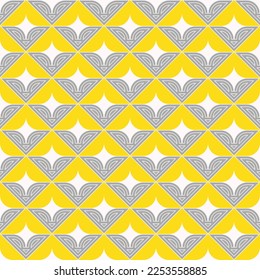 Oriental geometric flowers pattern in yellow,gray and white. Can be used for fashion graphics such as all-over print for fabrics, home decor such as wallpapers, tablecloths, bedclothes or for wrapping