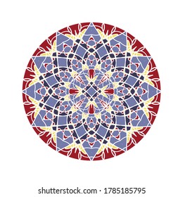 Fondo de manala geométrica oriental. El ornamento árabe circular está aislado en blanco.