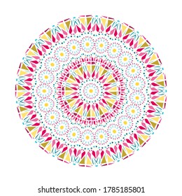 Oriental geometric mandala background. Arabic circular decorative ornament isolated on white.