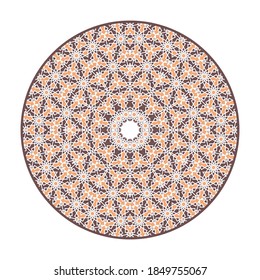 Fondo de manala geométrica oriental. El ornamento árabe circular está aislado en blanco. Diseño de vectores asiáticos