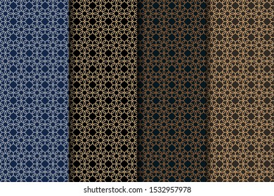 Oriental Geometric Pattern Design Template. Vector pattern. Modern stylish texture. Repeating geometric tiles with octagons and rhombuses. dark color for background