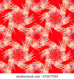 Oriental geometric seamless pattern with ethnic mandalas. Kaleidoscope effect