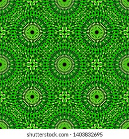 Oriental geometrical mandala ornament pattern background - floral green seamless spiritual vector art