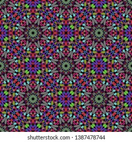 Oriental geometrical mosaic petal pattern background - spiritual vector design