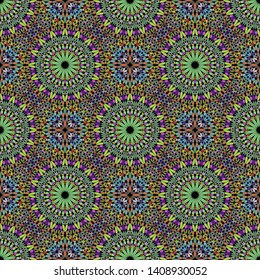 Oriental geometrical multicolored kaleidoscope pattern art - abstract colorful vector background