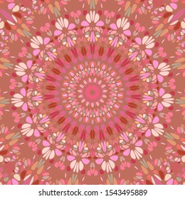 Oriental geometrical radial flower ornament background - hypnotic abstract colorful vector design with curved shapes
