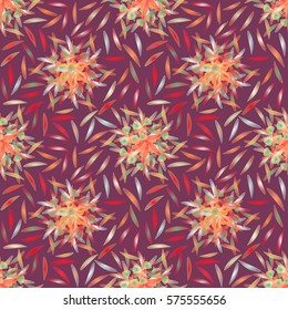 Oriental geometrical seamless pattern with ethnic mandalas. Kaleidoscope effect.