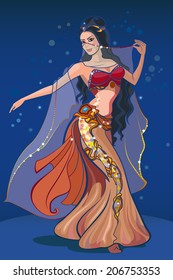 oriental girl dancing belly dance