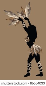 Oriental girl dancing with feathers