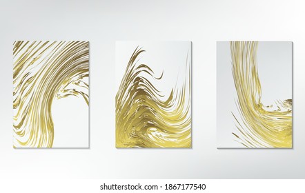 Oriental gold chinese pattern abstract cover vector background. Golden spalsh ink lines shapes design. Dirty fluid painting wall decoration.