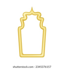 Oriental gold frame. Golden outline of an islamic window. Vector illustration.