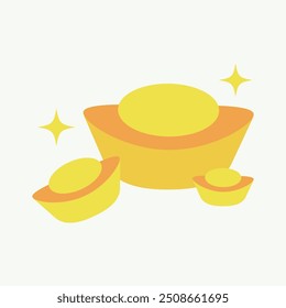 Oriental gold ingot new year illustration decoration