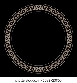Oriental gold  Kazakh national round pattern, frame. Ethnic gold ornament of the Turks, Kazakhs, Kyrgyz, Mongols, Turkmens. For ceramic, plate, medallion, porcelain, embroidery, sandblasting, laser 