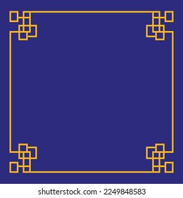 Oriental gold line retro pattern for image frame. Vintage Frame.