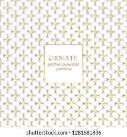 Oriental gold and white ornate vector seamless pattern. Classic ethnic texture with decorative hand drawn elements. Elegant light luxury background for traditional premium design and decor