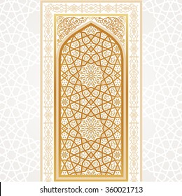 Oriental golden gate. Vector illustration. Arabic pattern