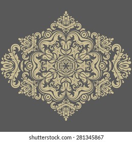 Oriental golden vector pattern with arabesque and floral elements. Traditional ornament