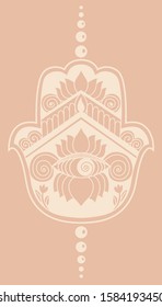 Oriental hamsa decorated with curls and flowers