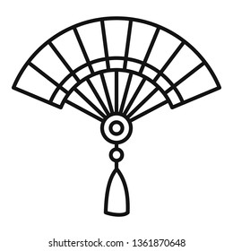 Oriental hand fan icon. Outline oriental hand fan vector icon for web design isolated on white background
