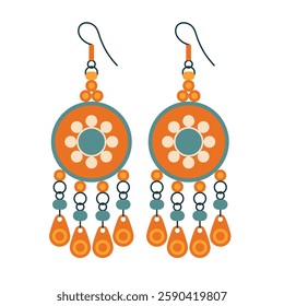 Oriental handmade earrings icon in flat design. Traditional arabic jewelry earring isolated on white.