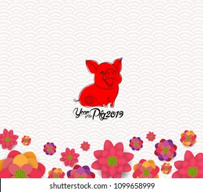 Oriental Happy Chinese New Year 2019. Year of the pig